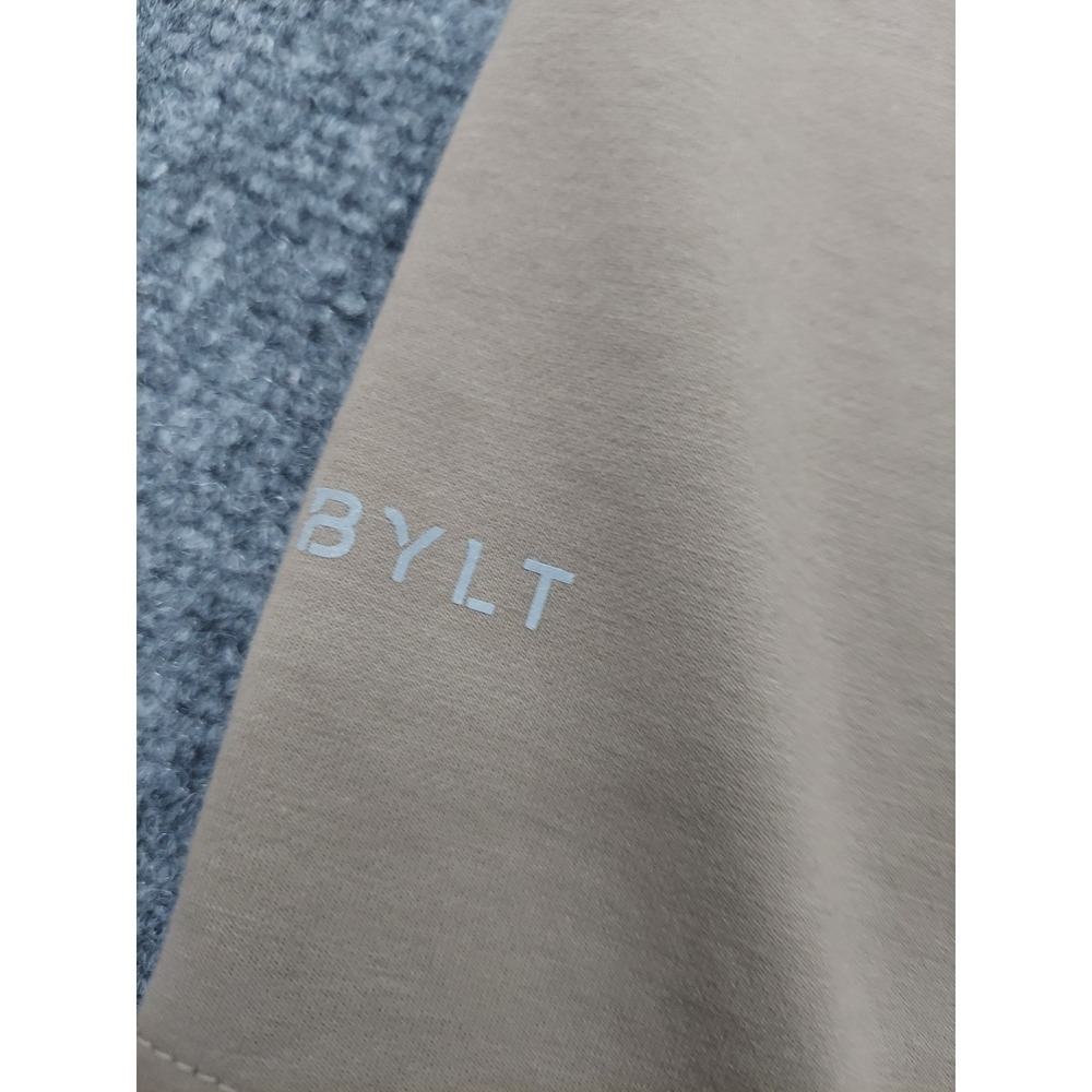 BYLT Shirt Mens Medium Brown Long Sleeve Crew Neck Curve Hem Premium Basics - Picture 8 of 9